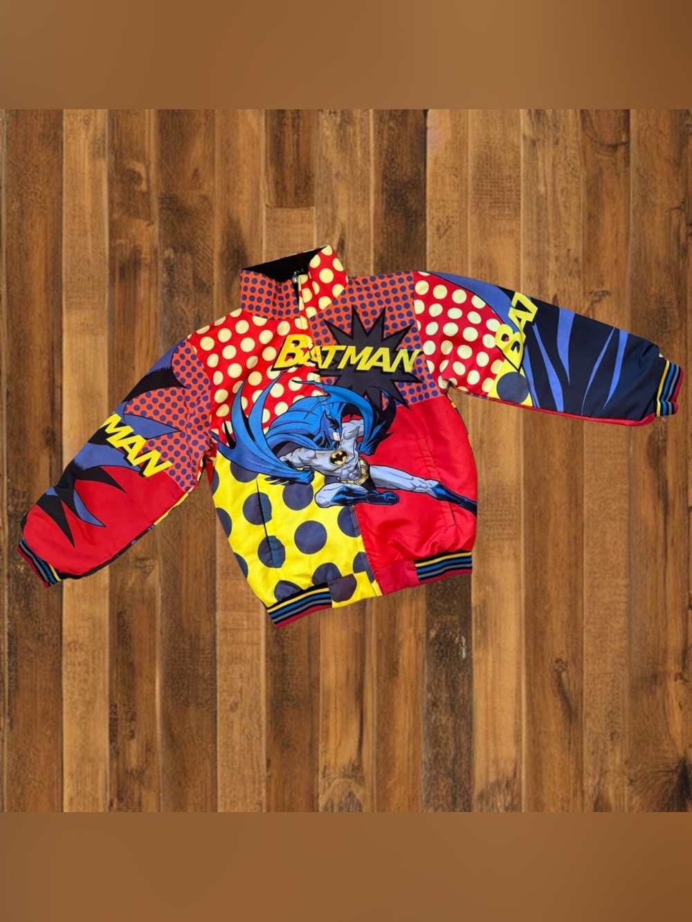 Vintage Batman Comic Print Puffer Jacket Kids Size 10-11 DC Comics